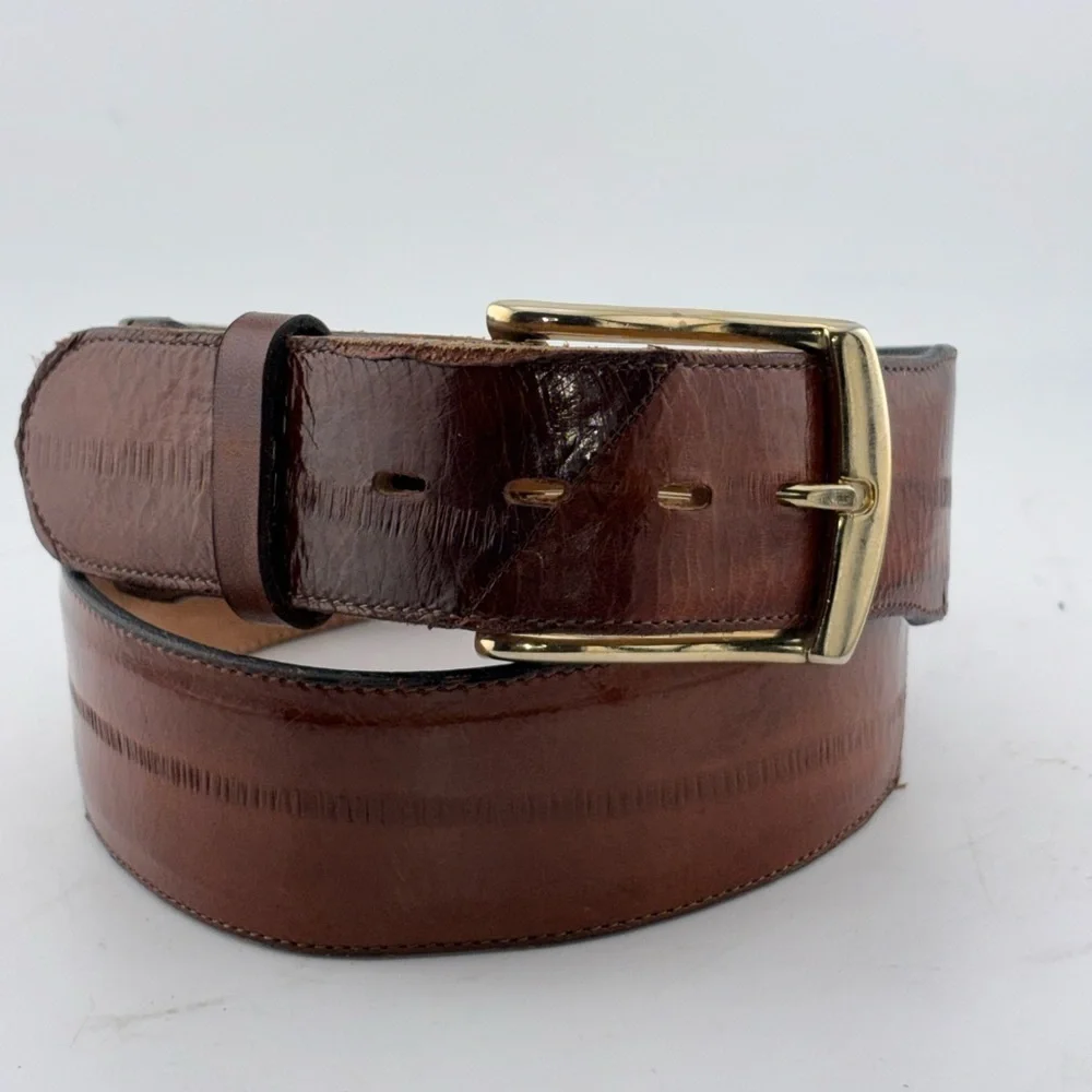 VINTAGE TONY LAMA Belt 34 Brown Eel leather Western Cowboy Rodeo​​​